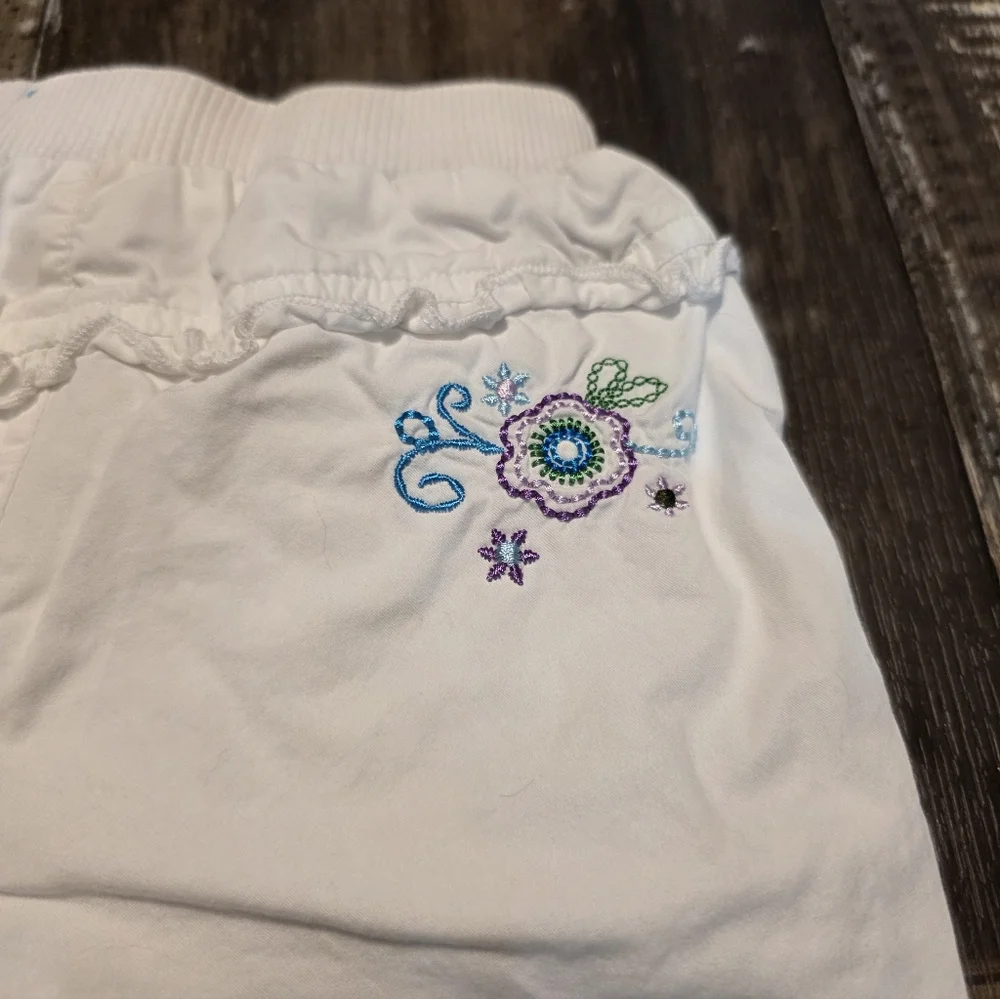 White Embroidered Baby Pants